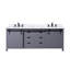 Ensemble de meuble-lavabo double gris foncé l 84 po x P 22 po, comptoir en marbre de Carrare et robinet