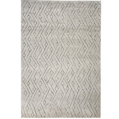 Rebel Geometric Hand-Knotted 9'10" x 13'1" Gray Area Rug
