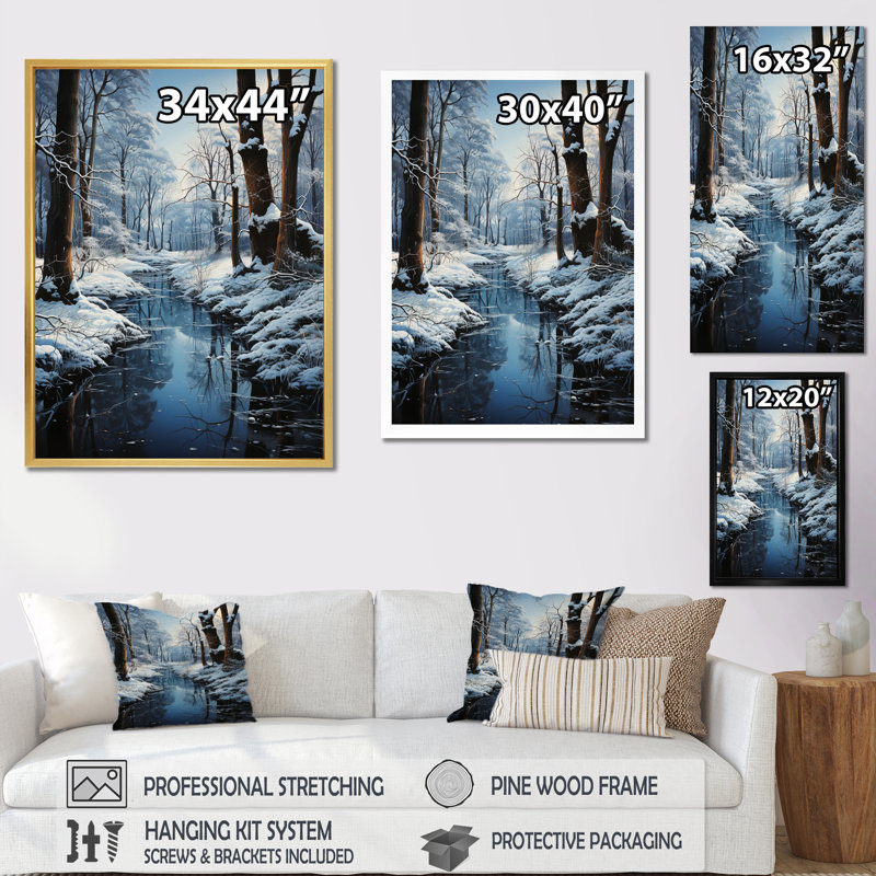 Winter Country Charm Landscape IV, reproduction d'art sur toile, H 20 po x l 12 po, Toile tendue