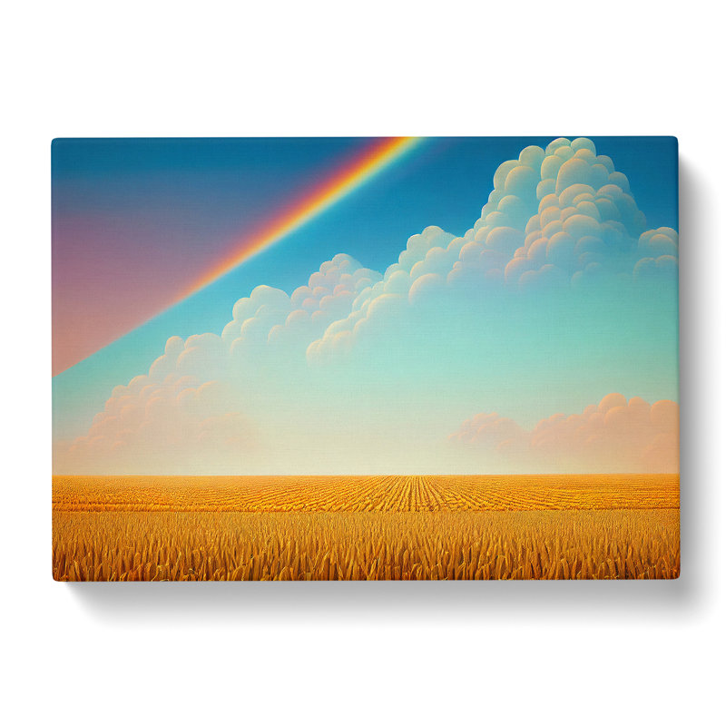 Rainbow Above A Wheat Field - Wrapped Canvas, 35cm H x 50cm W x 3cm D