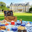 4-Person Premium Wicker Picnic Basket Hamper, Traditional Woven Picnic Set With Plates, Wine Glasses, Flatware & Napkins, Perfect For Outdoor Gatherings, Blue