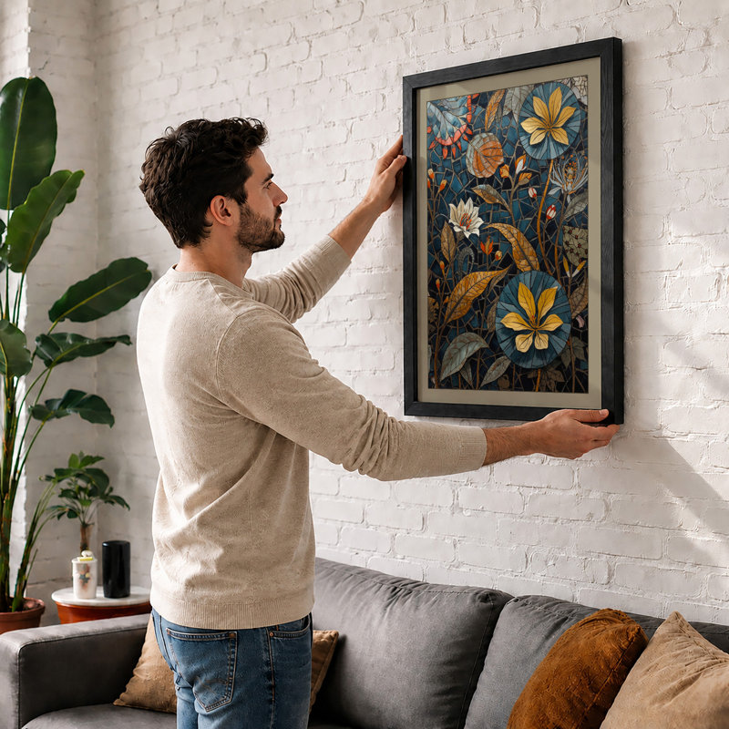 Gilded Botanical - Framed Print, A1 - 84.1 x 59.4 cm, White