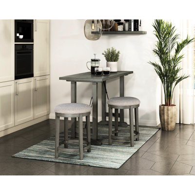 Grey Kitchen Counter Height Table With Industrial Design, Seats 4, Made Of Wood And Metal, 54" Wide 24" Deep