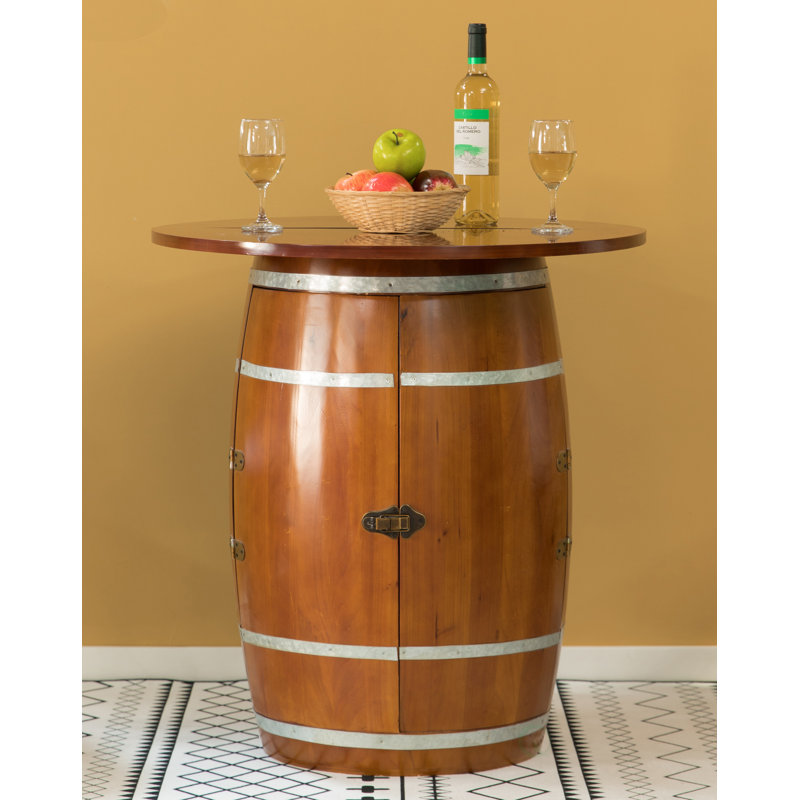 Wine Barrel Round Table Wine Storage Cabinet