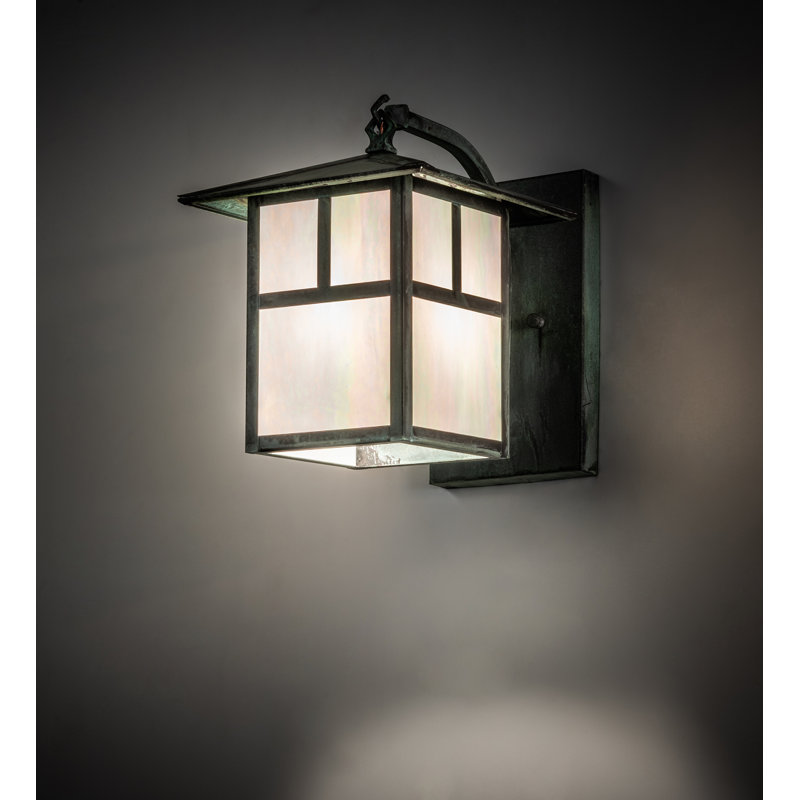 Craftsman Brown Copper Iridescent Glass Wall Sconce