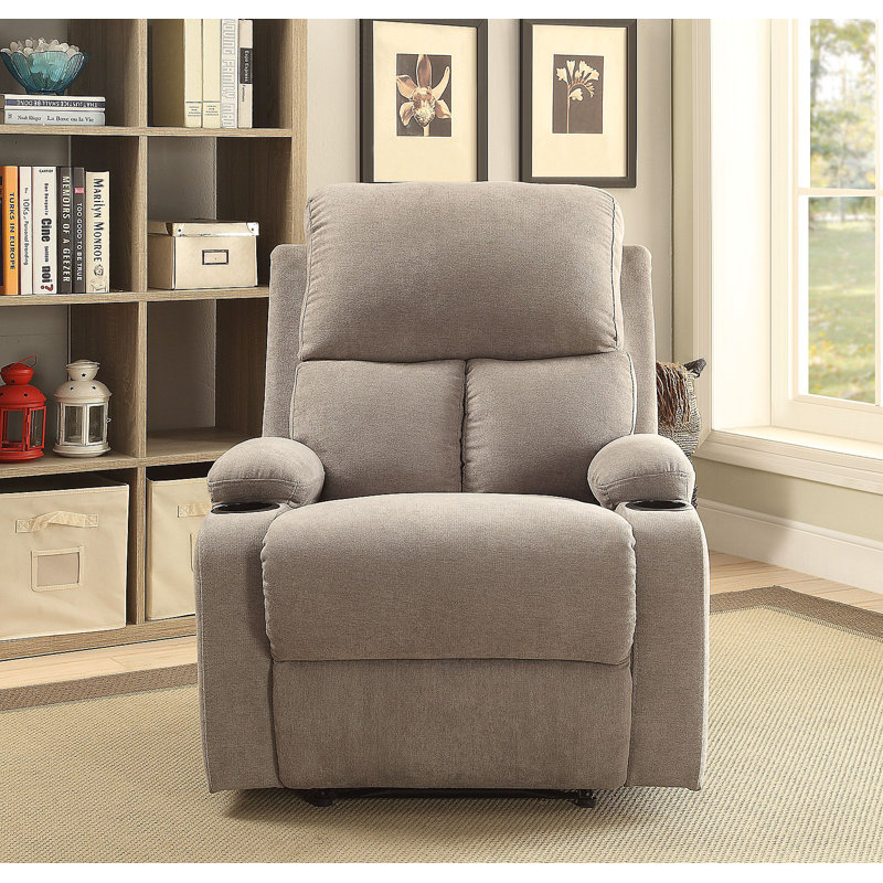 Grey Recliner With Cup Holder, Gray