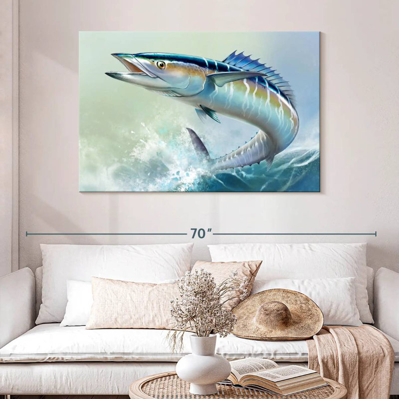 Brampt Wahoo Fish On Waves, 32" H x 48" W