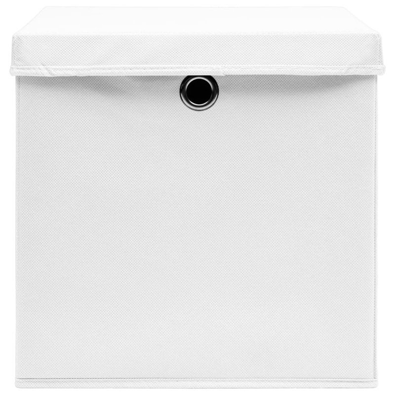Storage Boxes with Lids Fabric, White, 28cm H x 28cm W x 28cm D