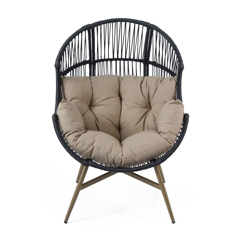 Cori Outdoor Patio Black Faux Wicker Egg Chair