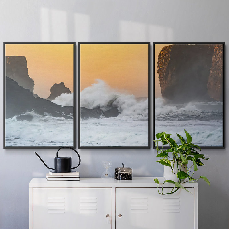 Vaporisateur encadré sur toile, 3 pièces, Noir, H 24 po x l 48 po x P 2 po