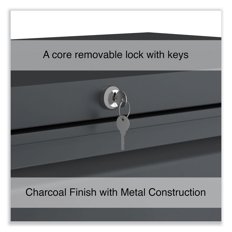 Charcoal Steel 3-Drawer Lockable Lateral File Cabinet