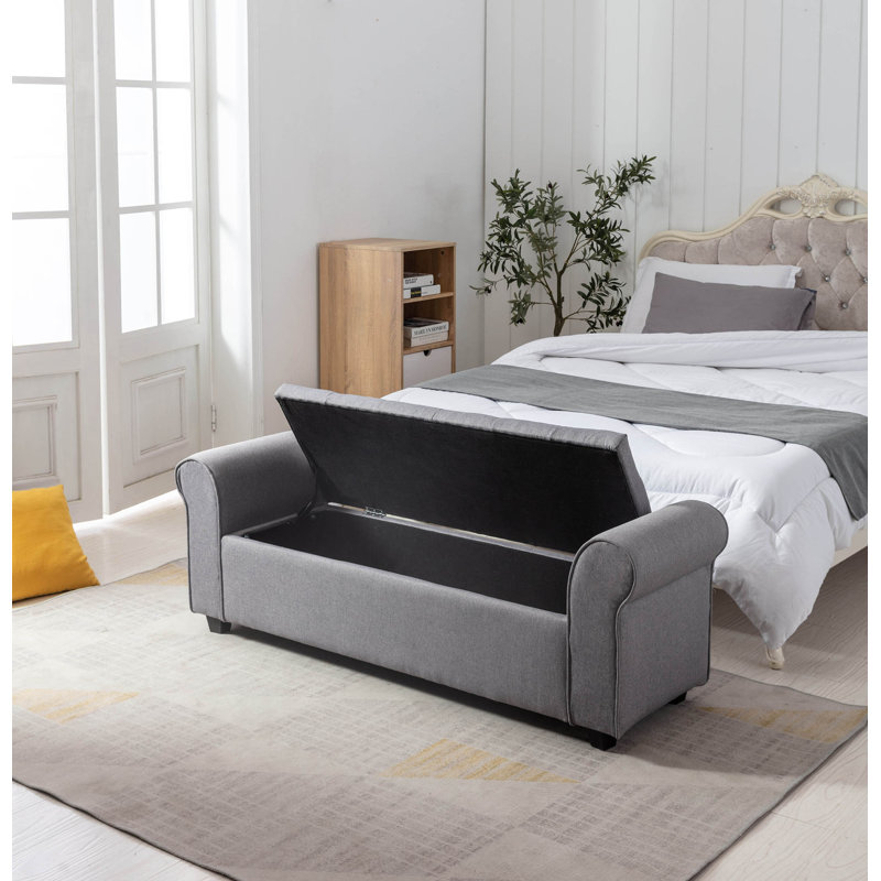 Landaverde Upholstered Storage Bench, Grey