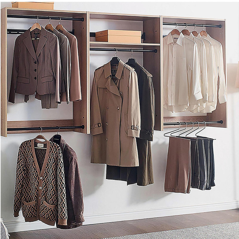 Devi Oak Wall Mounted Wood Closet System