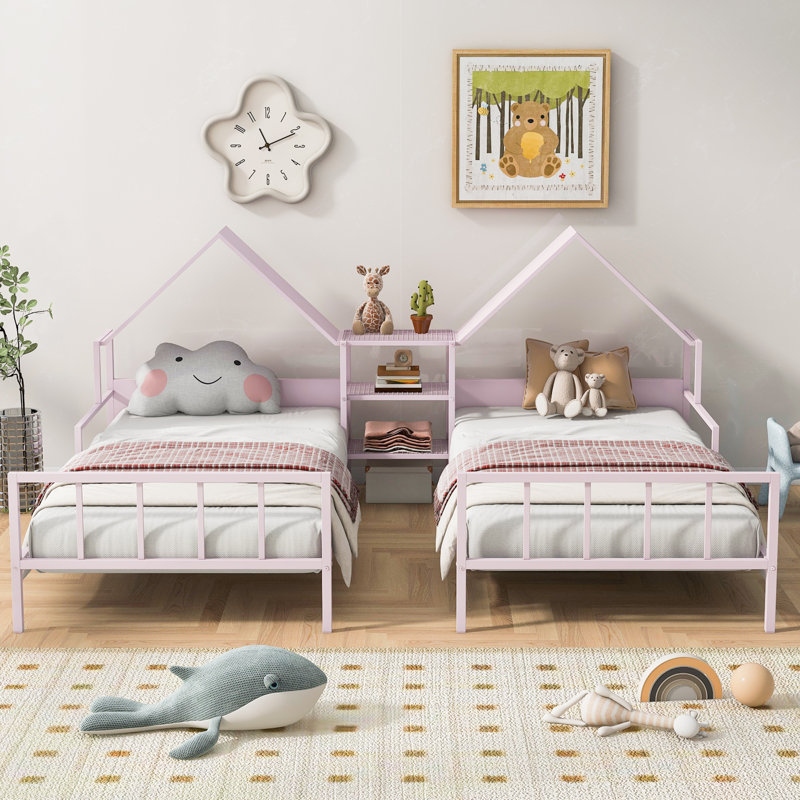Lit double simple en métal, Rose