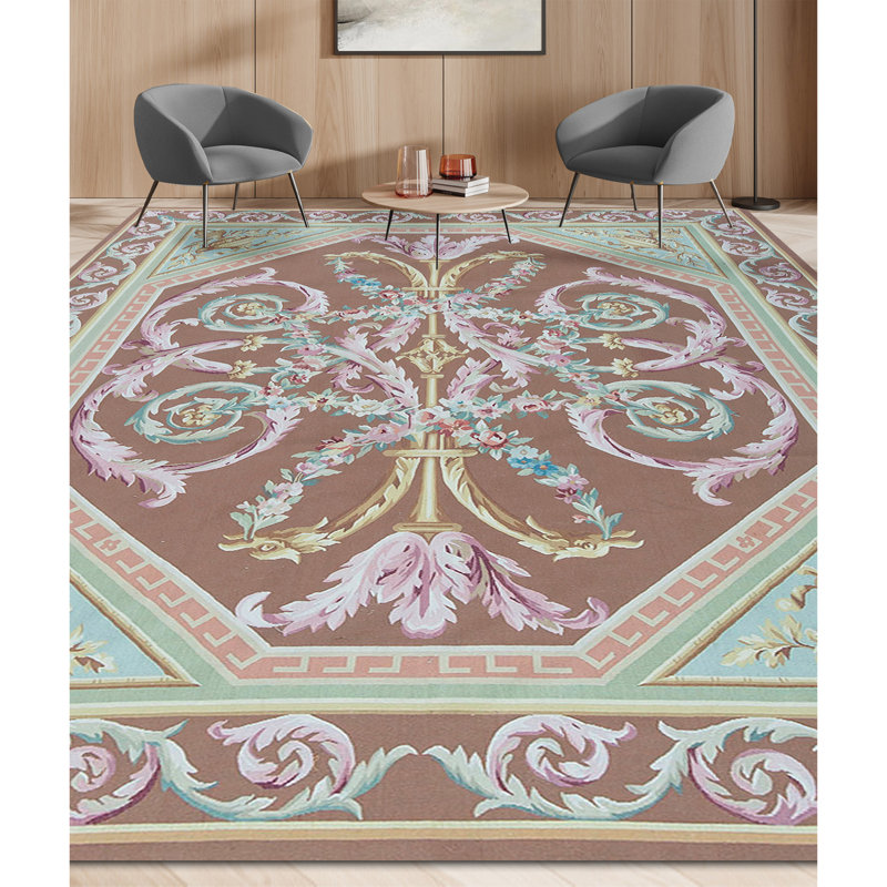 Tapis brun et brun de haute qualité noué à la main