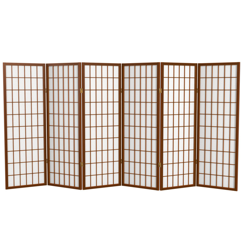 Écran court Shoji 50,75 "Alex, Noyer, 6 panneaux