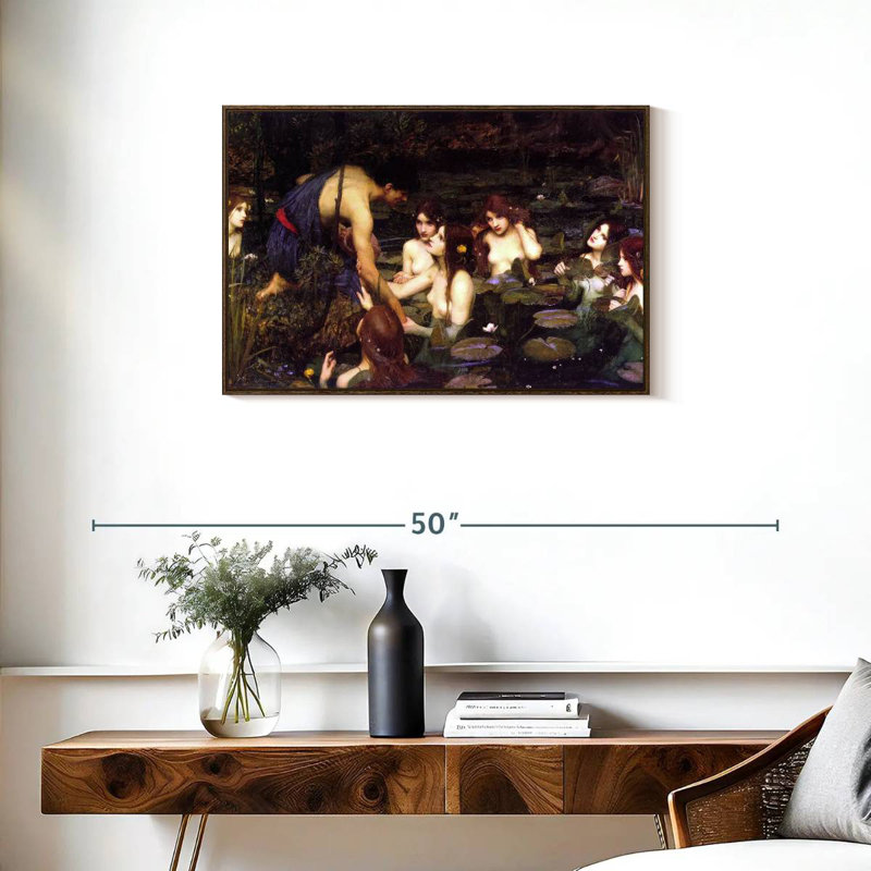 Hylas et les nymphes, Cadre flottant noyer, 31 po x 21 po