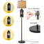 Lampe sur pied de 63 po de hauteur avec 2 sources de lumière, lampe de lecture à intensité variable à 3 voies pour le salon, la chambre à coucher, la table de chevet, la décoration rustique maison de campagne, lampe sur pied entièrement noire avec 