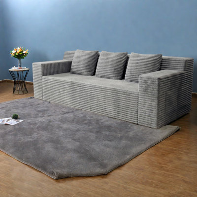Space-saving Light Grey Sofa, Foam Minimalist Design, Versatile Home Furniture