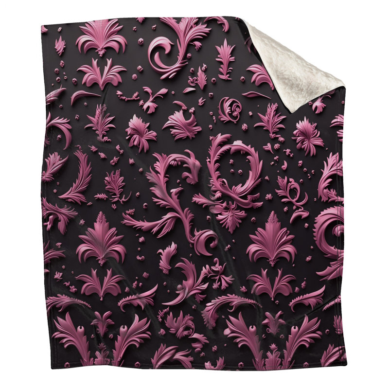 Couvertures florales rose baroque, 50in W x 60in H