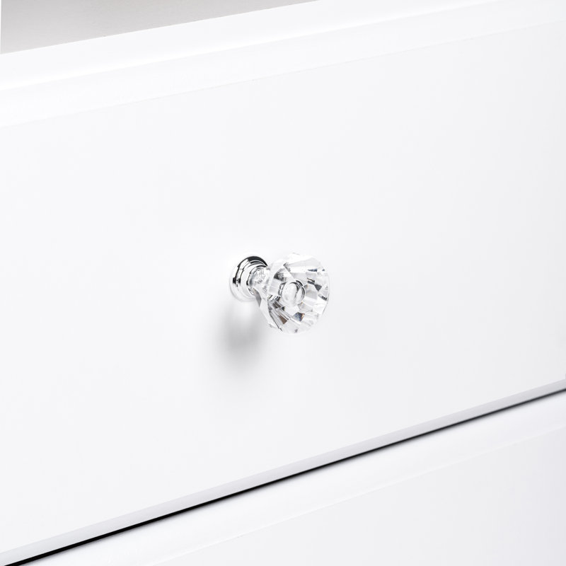 Mcclarrie 6 Drawer 47.5" W Double Dresser, Wide Chest of Drawers for Bedroom, Clothes Storage and Organizer, 47.5"W x 26.85"H x 15.5"D, Acrylic White Knobs