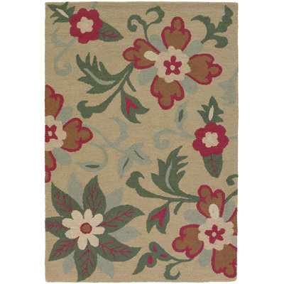 Tapis beige en laine touffeté à la main Medford