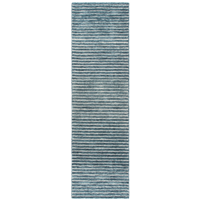 Ebony 507 Hand Tufted Wool Pile Striped Rug, 2'-3" X 8'-0" Runner