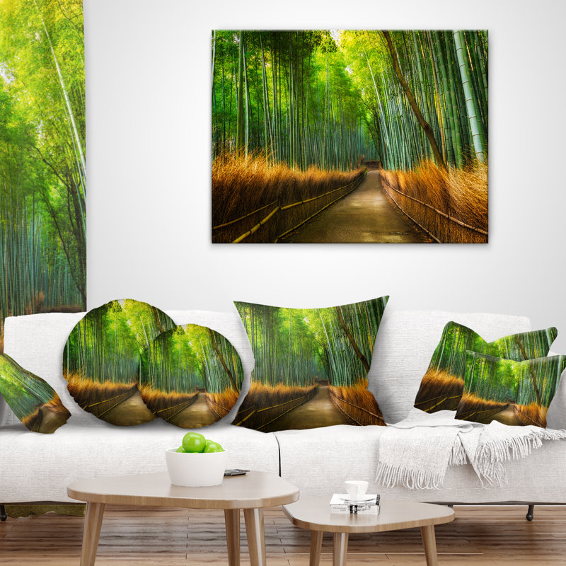 Coussin de bois de bambou en bambou forest arashiyama, 16 po x 1 po, Coussin décoratif