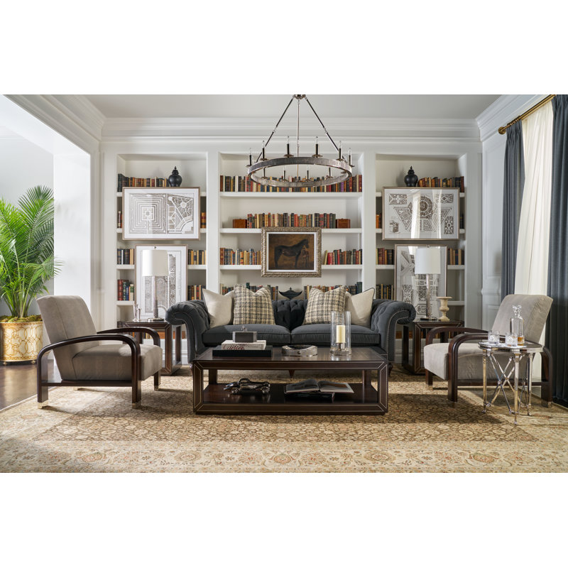 Spencer London End Table, Cannes Brass/Gray, 22" H x 18" W x 18" D