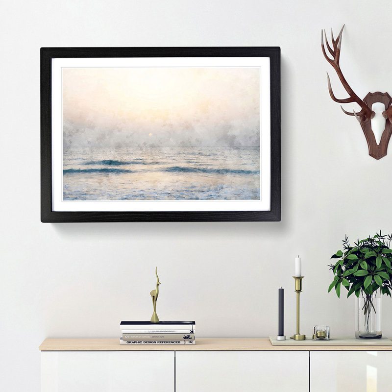 Calm Sea - Picture Frame Graphic Art Print, 62cm H x 87cm W x 2cm D, Black Framed