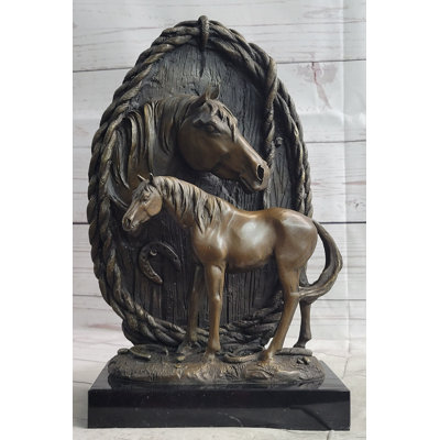 Statue équestre en bronze avec cheval et cheval
