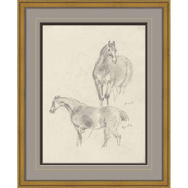 «Study of Two Horses» par Sawrey Gilpin - reproduction de dessin encadrée