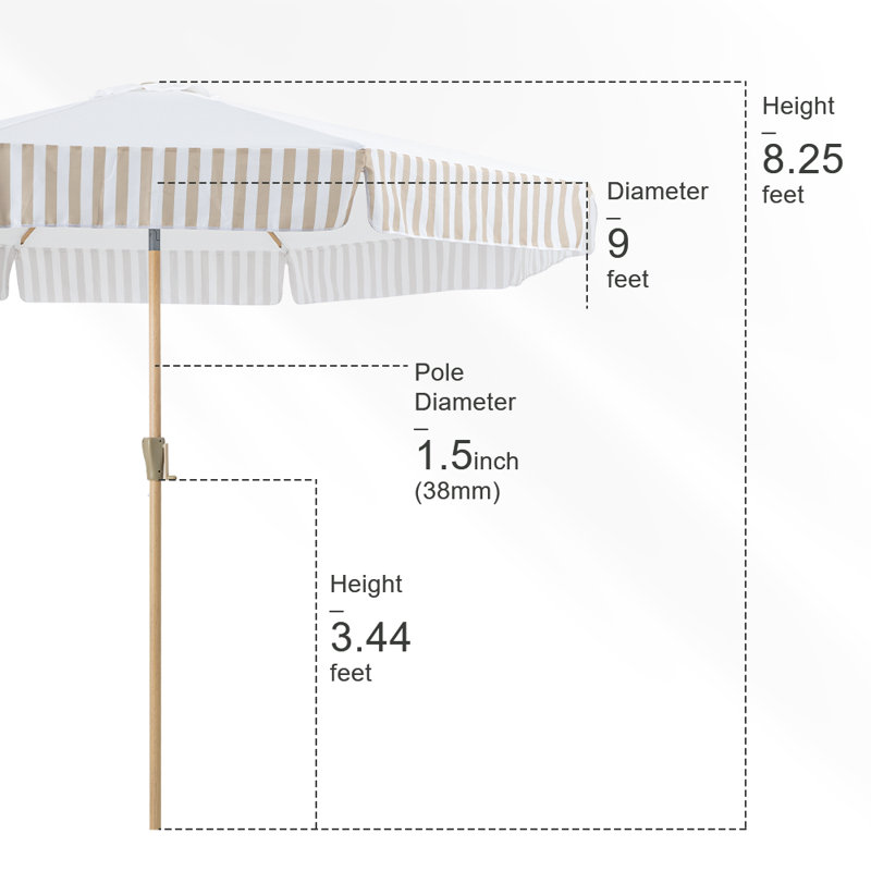 9ft Crank Umbrella - Beige Stripe