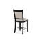 Paire de chaises à hauteur de comptoir Style - Siège et dossier rembourrés gris, finition noire avec repose-pieds, bois pour les chaises de salle à manger exquises 2pc et rembourrés, repose-pieds en bois de style moderne-59739591-59739589