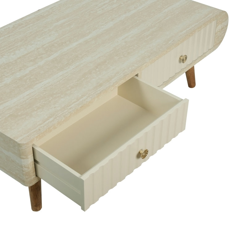 Table basse avec plateau en faux marbre plaqué