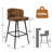27.2" Upholstered Bar & Counter Stool with Back, 360° Swivel Faux Leather Stools, Vintage Brown-1283019564
