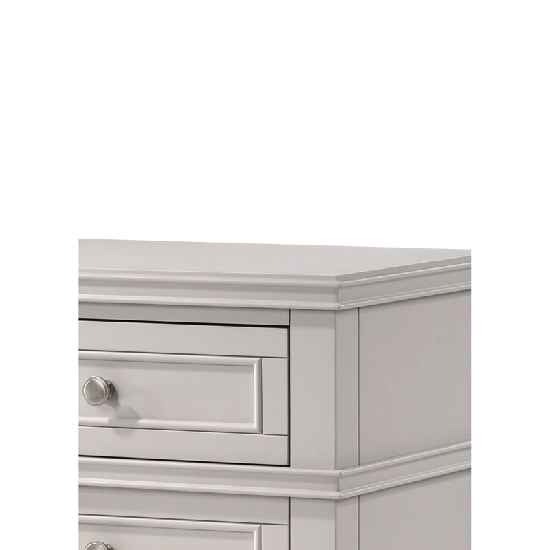 Table de chevet grise 3 avec fusion - bois massif et 3 tiroirs intégrés