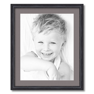 Black Wood Matte Picture Frame with Mat