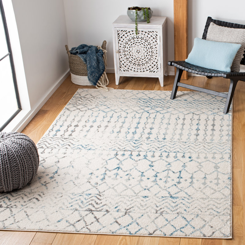 Tapis ivoire / turquoise Delarosa, Rectangle 10 pi x 13 pi
