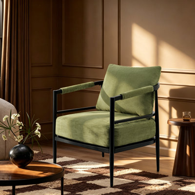 Fauteuil d'appoint moderne à dossier courbé avec coussin en mousse haute densité - Fauteuil rembourré pour le salon, le bureau ou le salon