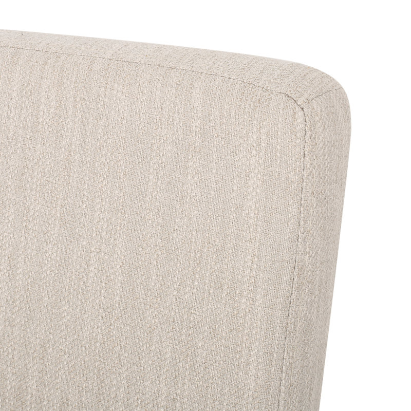 Chaises de salle à manger rembourrées Lira, Tissu sergé beige, Brun patiné