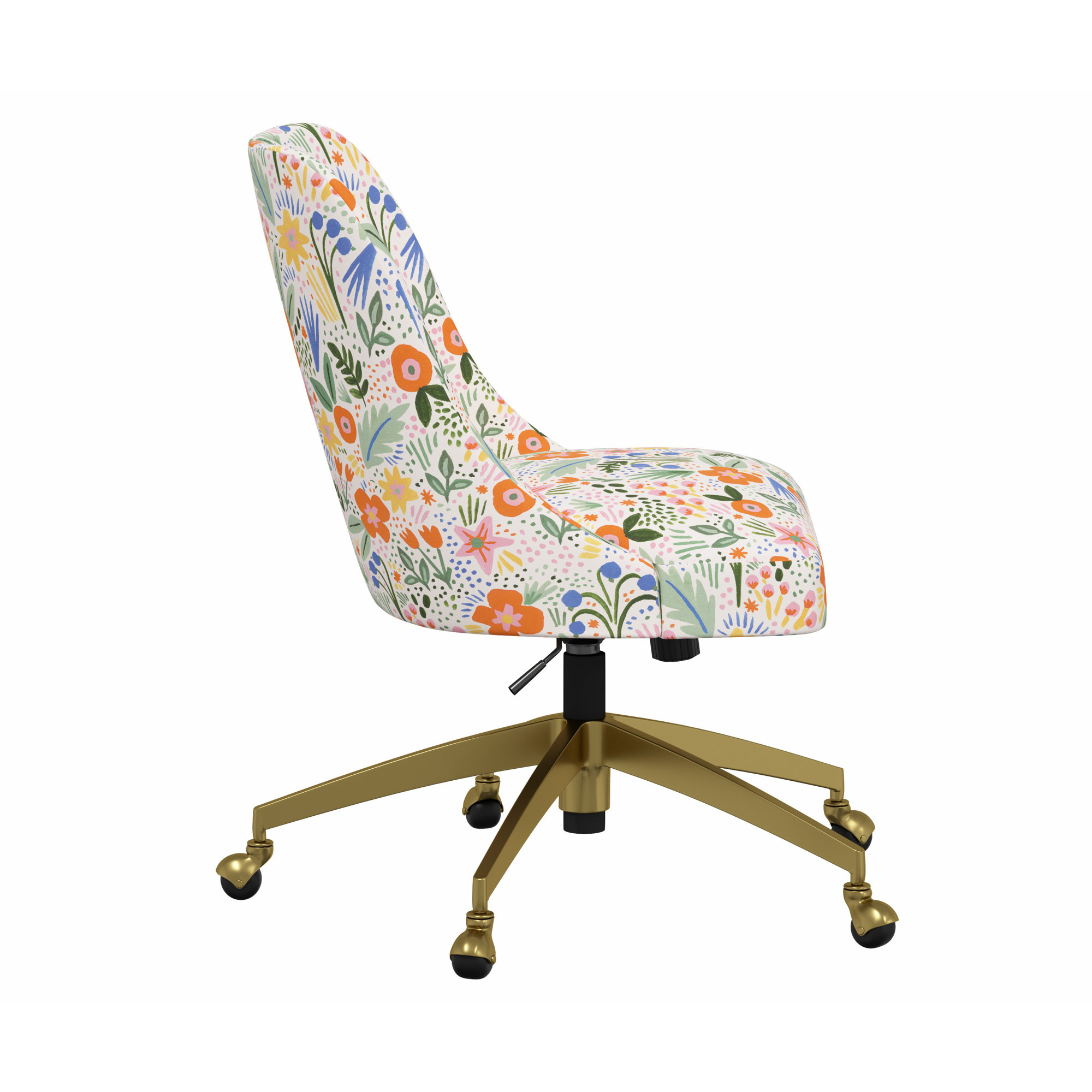 Rifle Paper Co. x Cloth & Company Brynn Office Chair, Rpc Merida Multi Linen, Gold