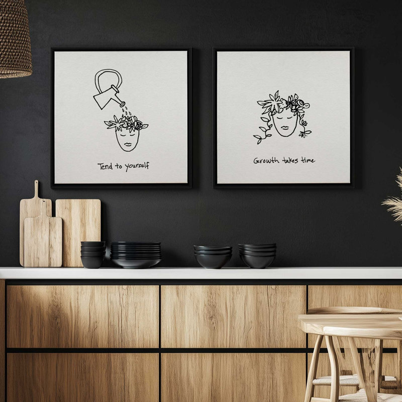 «Water Your Mind», ensemble de 2 impressions, 20 po x 20 po, Toile avec cadre, Chrome poli