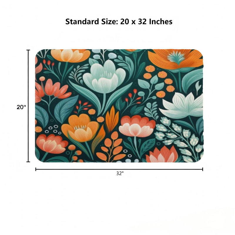 Tapis pour salle de bain 32 po x 20 po, Mauve / Organce florale