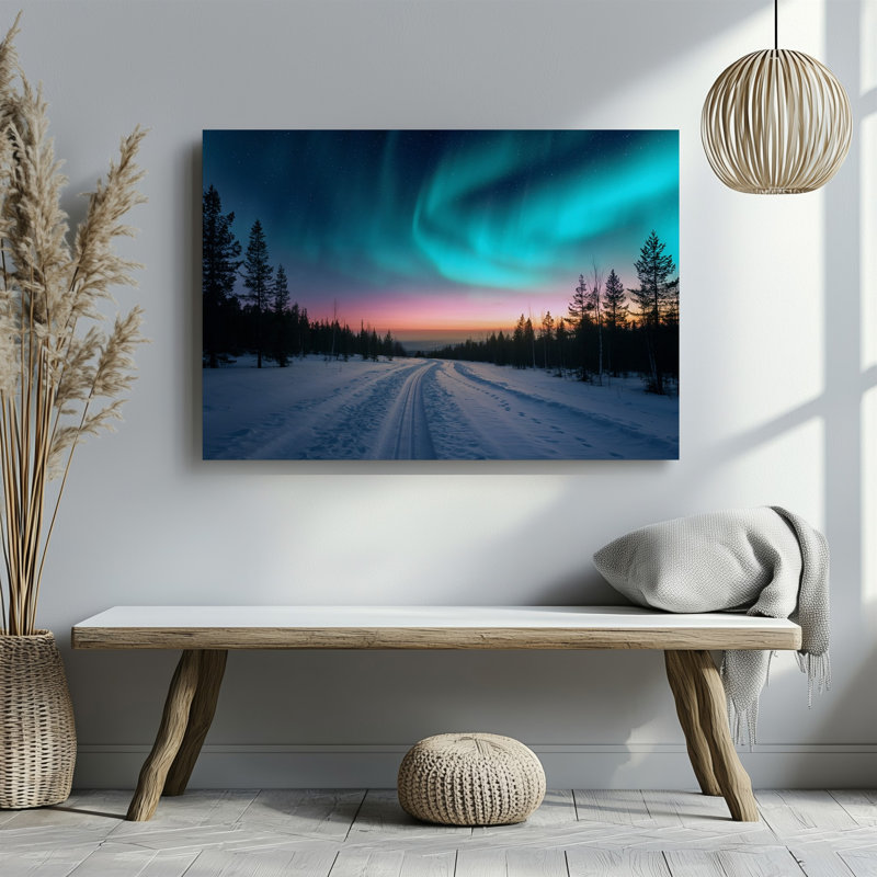 Toile, "Un paysage d'hiver serein au crépuscule", art mural menant à travers une forêt tranquille, H 9 po x l 12 po