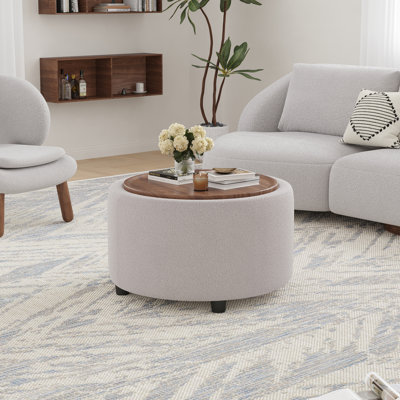 28" Round Coffee Table with Shelf for Living Room
