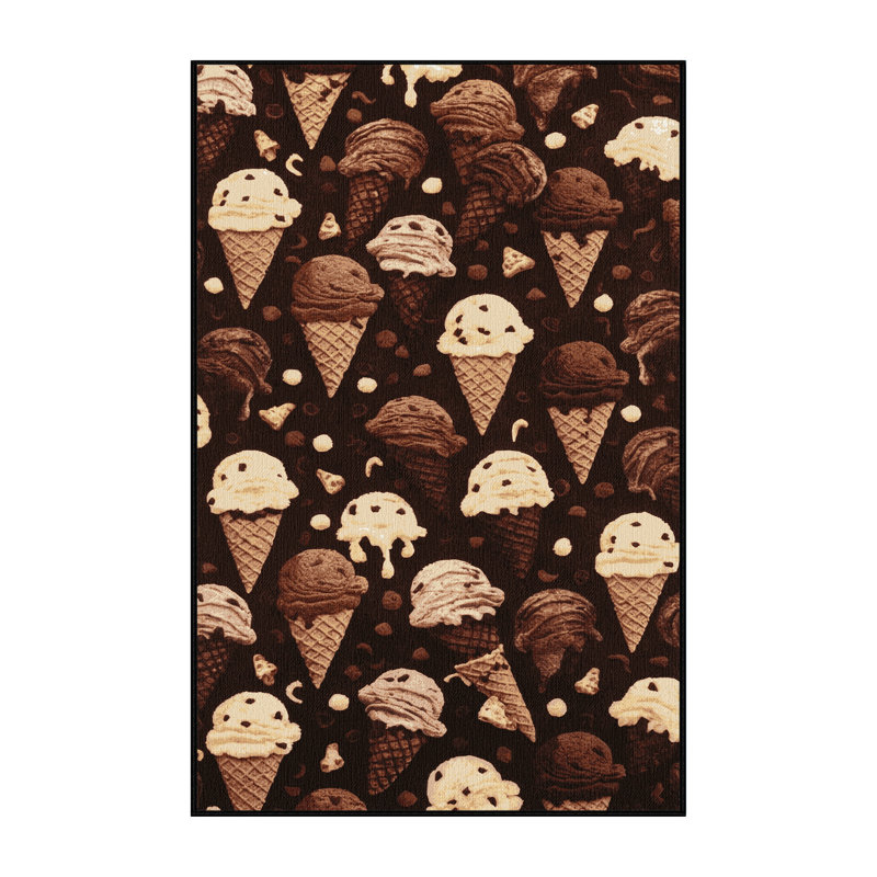  Tapis lavable crème glacée chocolat et desserts, Rectangulaire 3 pi x 5 pi