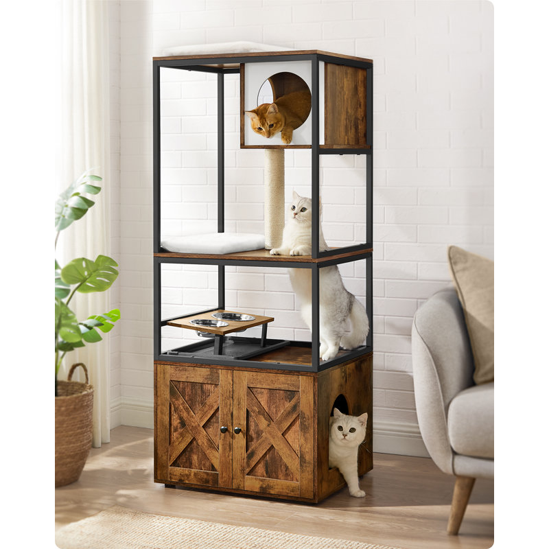 146cm H Cat Tree, Rustic Brown