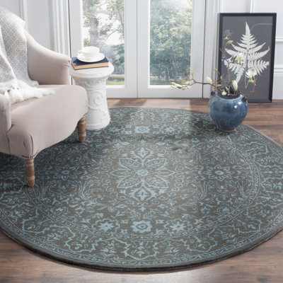 Samaniego Hand Tufted Viscose/Wool Oriental Rug in Blue/Dark Gray