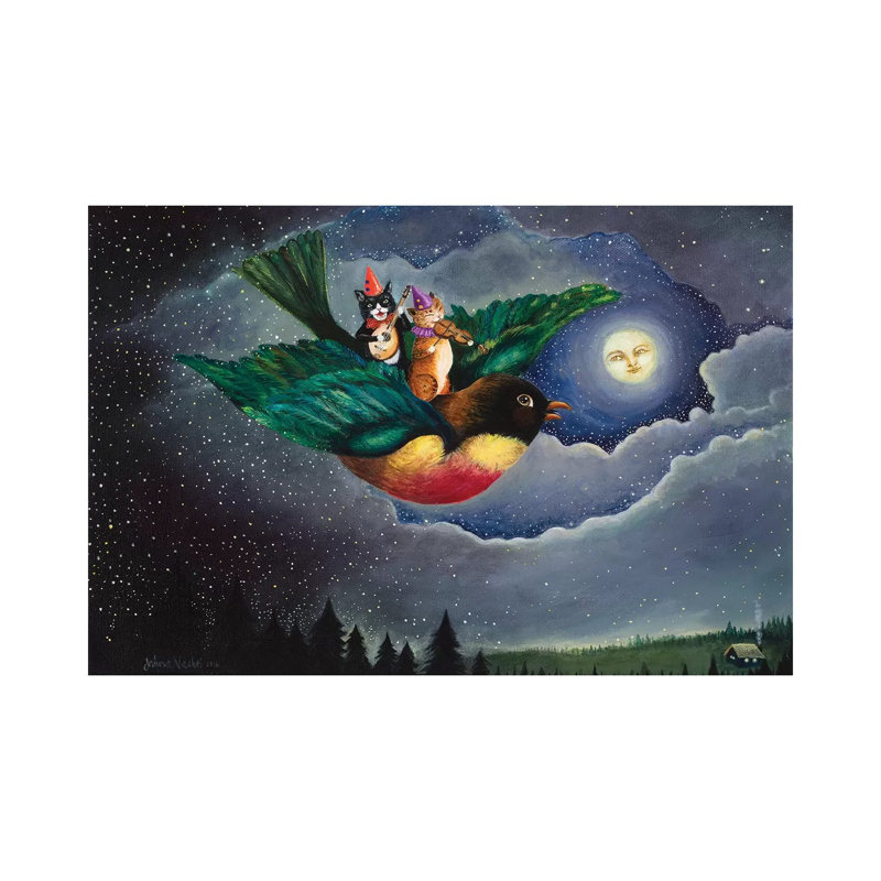 «A Robin's Dream» par Jahna Vashti - peinture sur toile tendue, H 26 po x l 40 po x 1,5 po